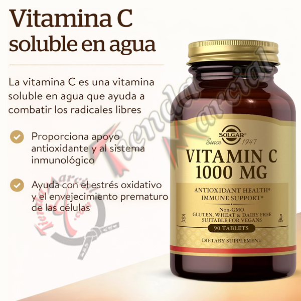 La vitamina C de Solgar de 1000 mg ayuda a apoyar un sistema inmunológico saludable durante y después del ejercicio físico.