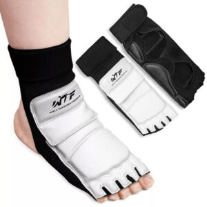 Protectores de pie y empeine para Taekwondo WTF, WT, ITF blancos. Campeonatos y entrenamientos Artes Marciales