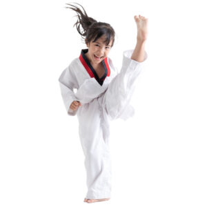 Uniforme Oficial para Taekwondo con cuello negro/rojo para jóvenes y niños - Bucaramanga