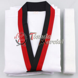 Uniforme Oficial para Taekwondo con cuello negro/rojo para jóvenes y niños - Bucaramanga