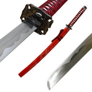 Espada Wakizashi Samurai Clásica Roja - Decorativa Tienda Marcial
