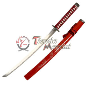 Espada Wakizashi Samurai Clásica Roja - Decorativa Tienda Marcial