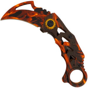 Cuchillo Filipino Karambit Táctico Militar Naranja