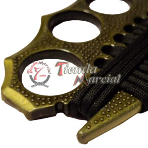 Manopla metálica, puño de acero para defensa personal con cuerda paracord de supervivencia