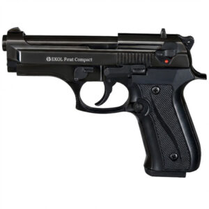 Pistola traumática Ekol Firat Compact negra 9 mm P.A.K. Compacta, metálica, 15 disparos. Ideal para defensa disuasiva y entrenamiento.