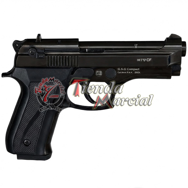 Pistola traumática Ekol Firat Compact negra 9 mm P.A.K. Compacta, metálica, 15 disparos. Ideal para defensa disuasiva y entrenamiento.