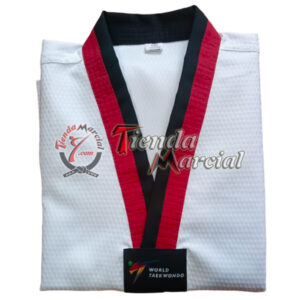 Uniforme ligero para combate, Oficial para Taekwondo con cuello negro/rojo para niños y jóvenes - Tienda Marcial Colombia