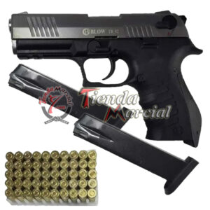 Pistola Blow TR92K 9mm Fogueo – Fumé | Incluye 2 Proveedores + 50 Cartuchos + Estuche Rígido