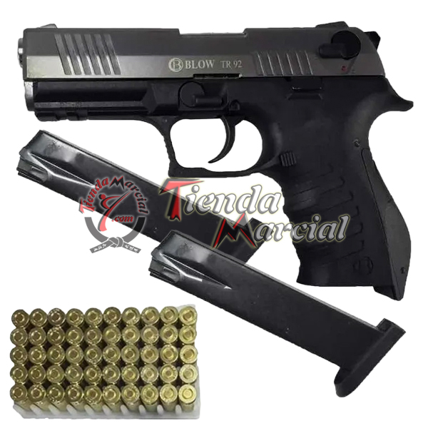 Pistola Blow TR92K 9mm Fogueo – Fumé | Incluye 2 Proveedores + 50 Cartuchos + Estuche Rígido