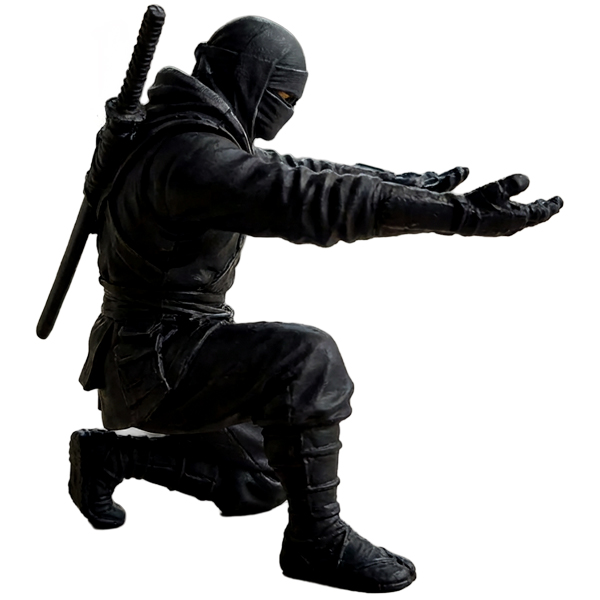 Base ninja para lapiceros fabricada en PVC con impresión 3D. Portalápices decorativo con figura ninja y espadas en la espalda, ideal para escritorio, oficina o regalo para amantes de la cultura ninja.