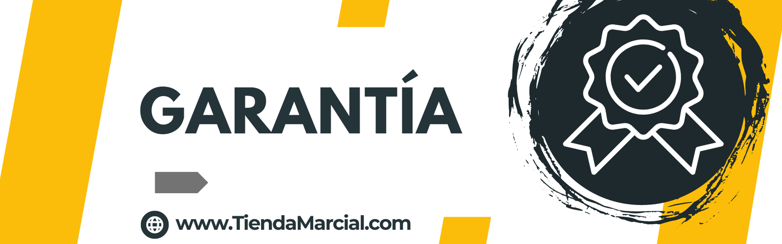 Banner de garantía de Tienda Marcial Colombia que representa la política de satisfacción y respaldo en productos para artes marciales, defensa personal y cultura japonesa.