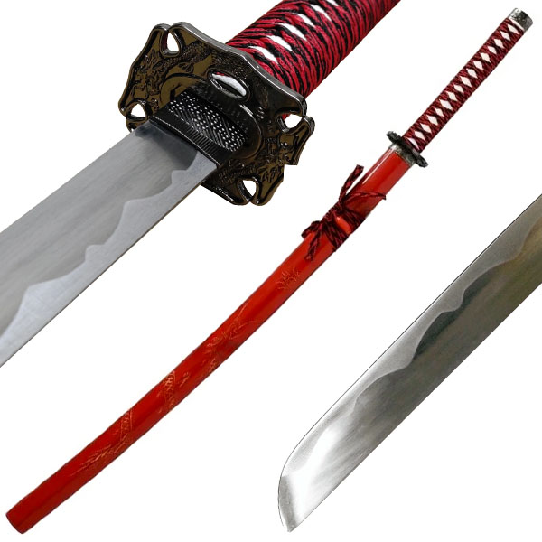 Espada Katana Samurai Clásica Roja - Decorativa Tienda Marcial