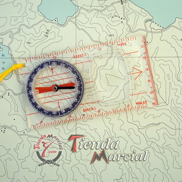 Brújula cartográfica para orientación con mapa