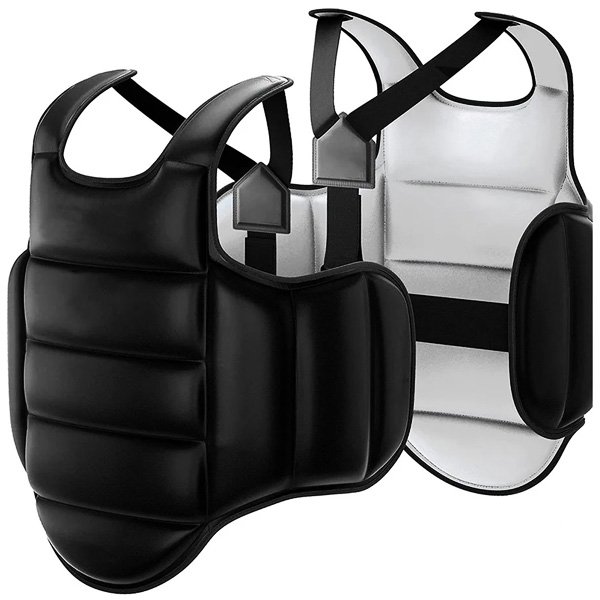Peto - Pechera reversible Negro/Blanco, protección de pecho para Karate, Taekwondo, Kenpo, Artes Marciales