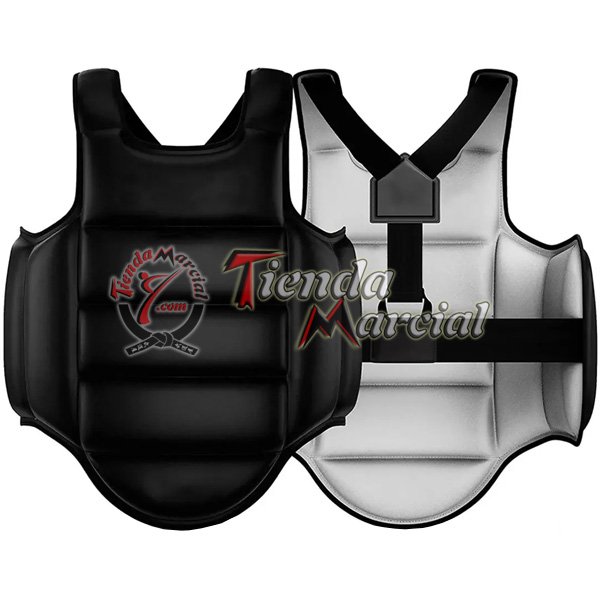 Peto - Pechera reversible Negro/Blanco, protección de pecho para Karate, Taekwondo, Kenpo, Artes Marciales