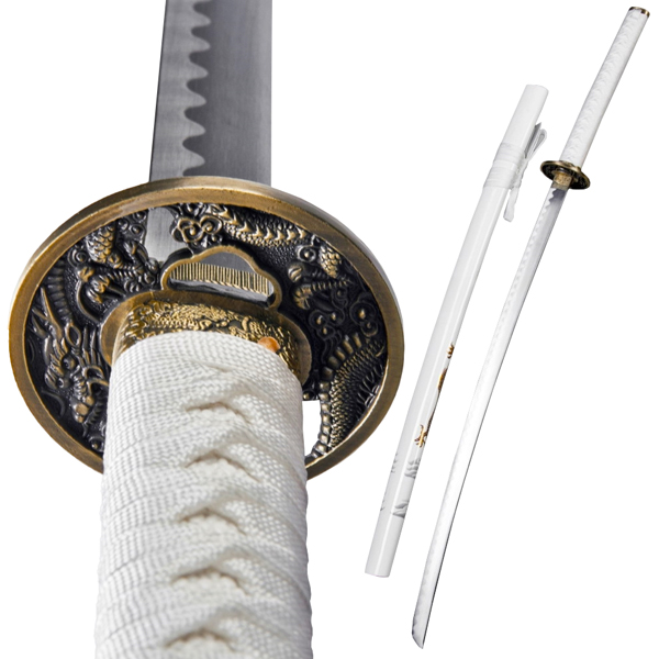 Espada katana Samurai Dragón Blanco - Réplica Exquisita de Estilo Clásico
