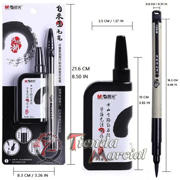 Pincel recargable para escritura japonesa, Shodô y Sumie
