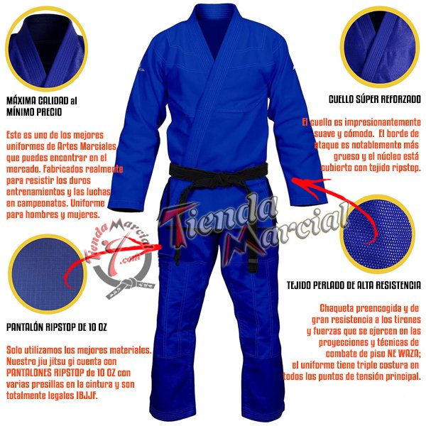 Uniforme para Jiu Jitsu Brasileño - Ju Jutsu - Judo - Ninjutsu - Aikido - Kendo - Tela grano de arroz