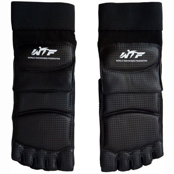 Protectores de pie y empeine para Taekwondo WTF, WT, ITF Negros. Campeonatos y entrenamientos Artes Marciales