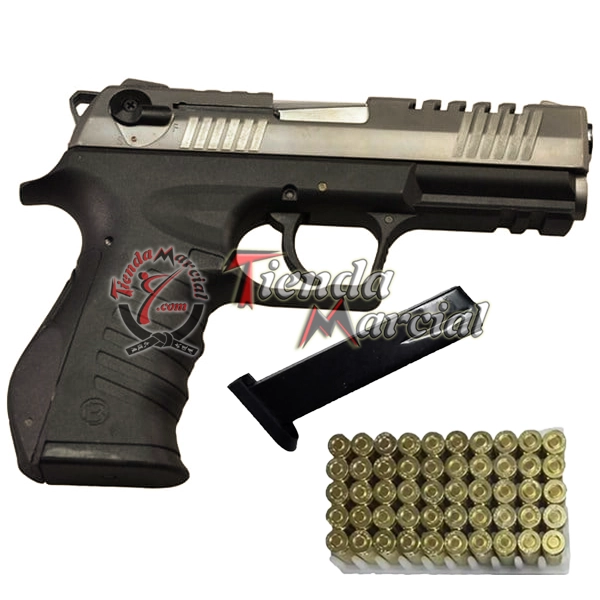 Pistola de fogueo Blow TR92K calibre 9 mm Magnum con cargador desmontable y cartuchos de fogueo para entrenamiento y colección en Colombia.