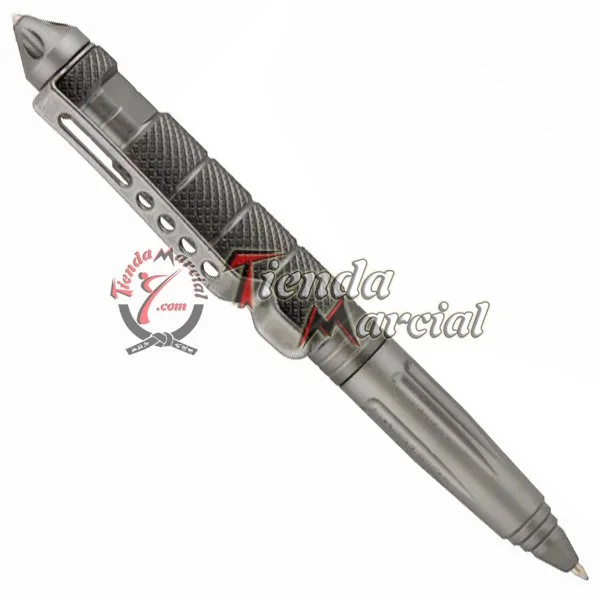 Bolígrafo Táctico Militar color gris sobre fondo blanco
