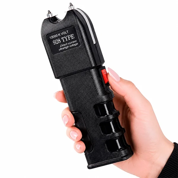 Taiser Electroshock 12000K con linterna LED integrada, defensa personal portátil y recargable