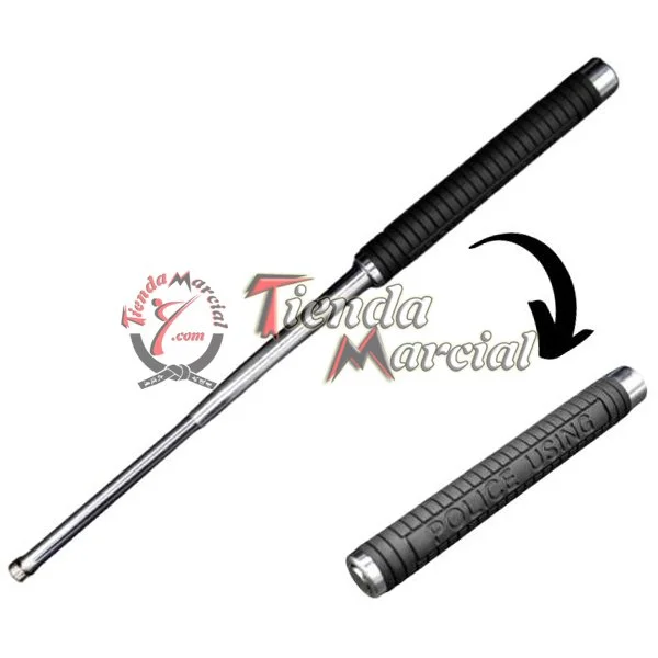 Bastón Tambô extendible 56 cms para defensa personal, eje de acero y empuñadura de goma antideslizante