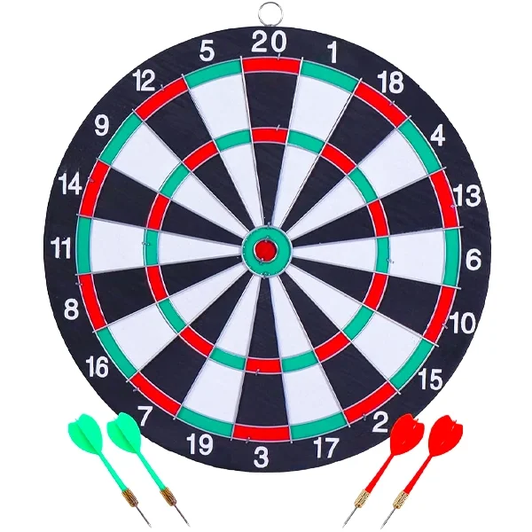 Tablero de dardos doble cara 12 pulgadas para juegos de puntería, incluye 4 dardos con punta metálica