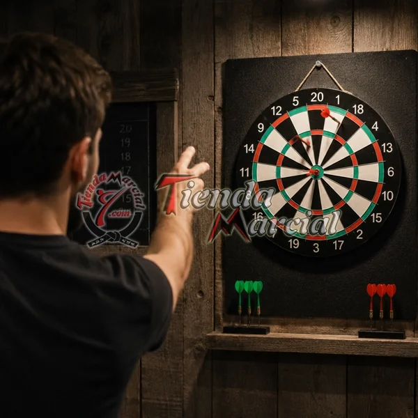 Tablero de dardos doble cara 12 pulgadas para juegos de puntería, incluye 4 dardos con punta metálica