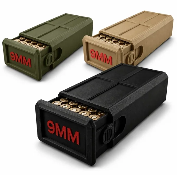 Caja para munición 9mm X50 para almacenamiento y transporte de cartuchos, organizador plástico Colombia