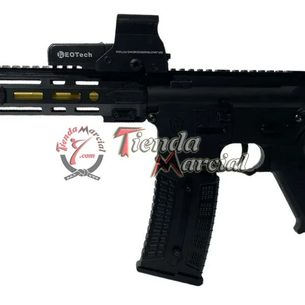 Fusil Hidrogel F4, réplica airsoft blowback, 240 FPS, batería 11.1V, hidrogel - mira EOTech y cargador tipo PMAG montados