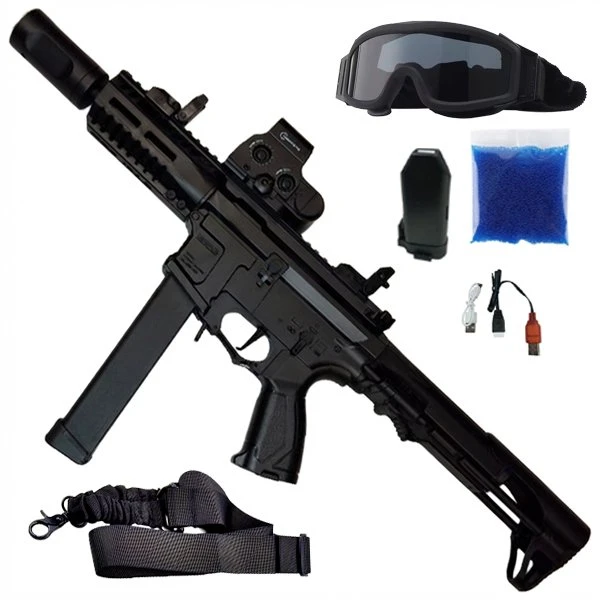 Fusil Hidrogel Automático ARP9 Negro con gafas, batería, cargador USB y bolsa de bolitas de hidrogel - Tienda Marcial Colombia