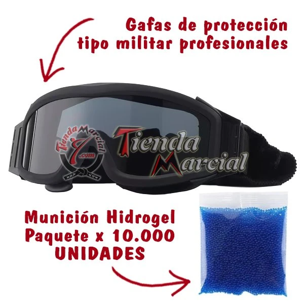 Gafas de protección tipo militar profesionales incluidas con el Fusil Hidrogel ARP9