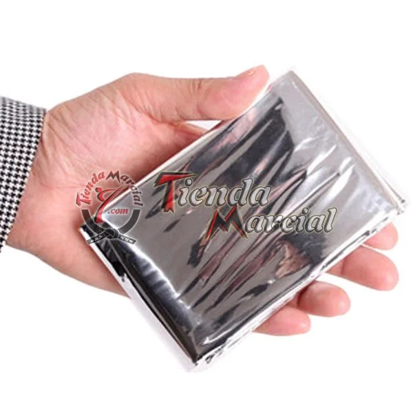Manta térmica para supervivencia en camping y montañismo, cobija reflectante de aluminio 160x210 cms