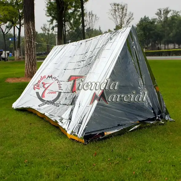 Manta térmica para supervivencia en camping y montañismo, cobija reflectante de aluminio 160x210 cms