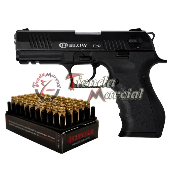 Pistola traumática Blow TR92 Negra 9mm para defensa personal, réplica semiautomática full metal Colombia