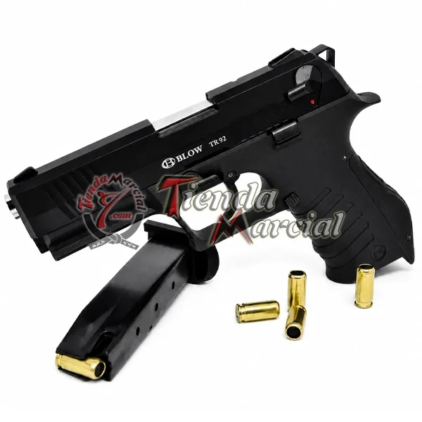 Pistola traumática Blow TR92 Negra 9mm para defensa personal, réplica semiautomática full metal Colombia