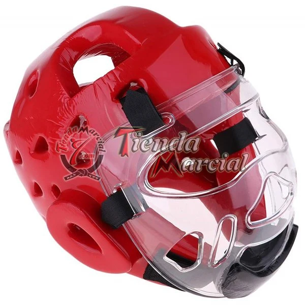 Careta protectora de cara para casco de taekwondo, en acrílico transparente