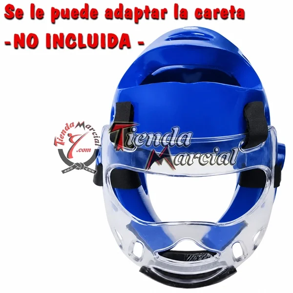 Casco Taekwondo, Karate azul con careta protectora adaptada
