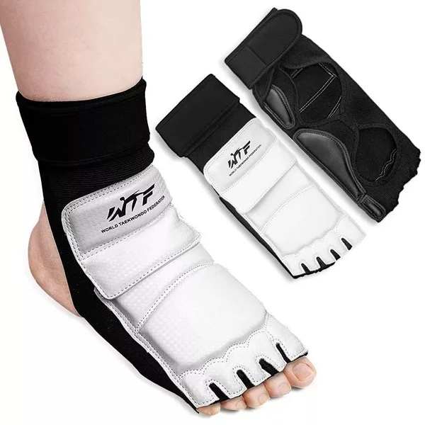 Par de protectores de pies y empeine para Taekwondo blancos WTF