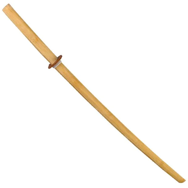 Bokken natural de madera con acabado natural y tsuba, espada de entrenamiento para Kenjutsu e Iaido