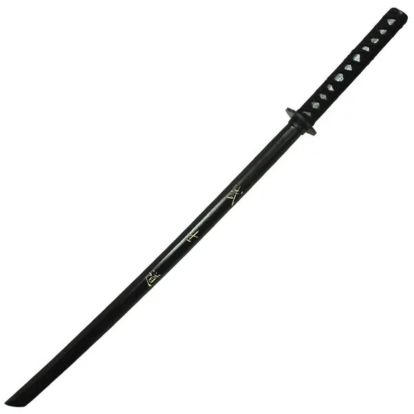 Bokken Bushidō de madera negra con empuñadura trenzada, tsuba y kanji 武士道, espada de entrenamiento para Kenjutsu e Iaidō