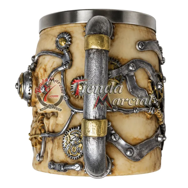 Mug calavera steampunk - asa en forma de tubería industrial