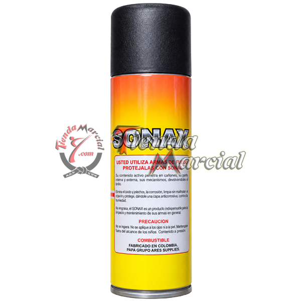 Etiqueta trasera del aceite SQ Sonax de 200 ml con instrucciones de uso y precauciones
